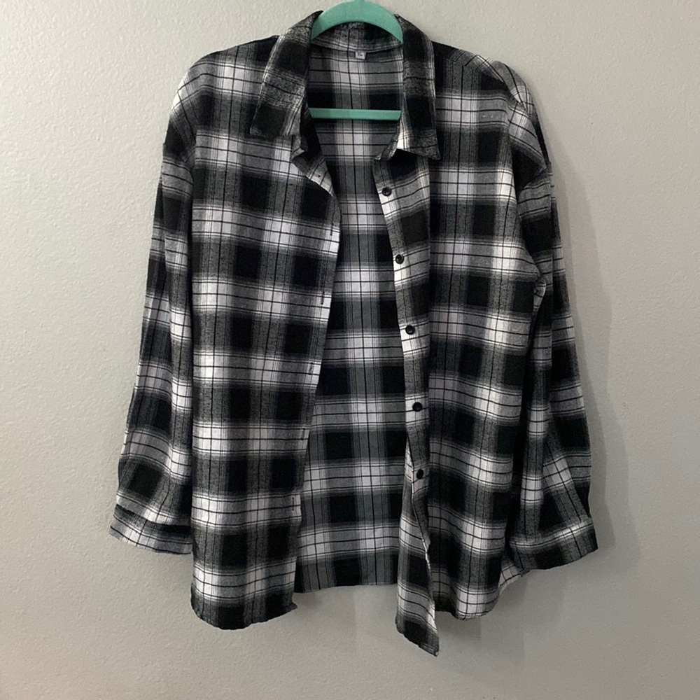 Black and white flannel with black buttons